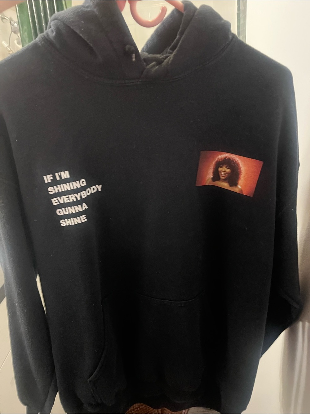 Lizzo black Graphic Hoodie with Red